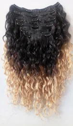 Wholes Brazilian Human Hair Vrgin Remy Hair Extensions Clip In Curly Hair Style Natural Black 1bBlonde Ombre Color6776909