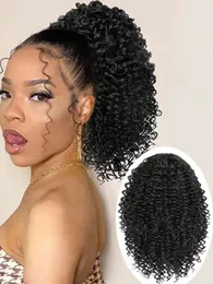 Venda imperdível extensão de rabo de cavalo de cabelo humano feminino, cabelo virgem indiano marrom escuro, cordão encaracolado, rabo de cavalo de cabelo humano, frete grátis