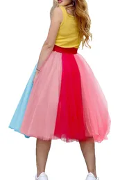 Misshow Rainbow 4 Layers kjol puffy mjuk tyll petticoat för festdans balettdräkt kort tutu klänning underskirt