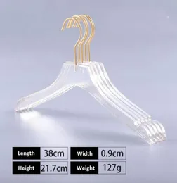 Luxury Clothes Hangers Clear Acrylic Dress Hangers with Gold Hook Transparent Shirts Holders with Notches for Lady Kids6434580