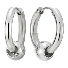 Hoop Huggie WKOUD stainless steel round bead Huggie edging earrings suitable for men and women with round perforated anti allergic ear buckles 24326