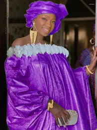 Roupas étnicas Bazin Vestidos para Mulheres 2024 Original Riche Dashiki Robe com Flor Branca 3D Últimos Vestidos de Noite Diariamente