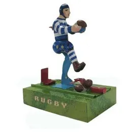 Funny Adult Collection Retro Wind up toy Metal Tin Rugby player football sportsman Clockwork toy figures model vintage toy 240307