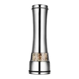 2024 Salt and Pepper Grain Mill Shakers Stainless Steel Metal Food Grinder Pulverizer Spice Jar Condiment Container Kitchen Tools