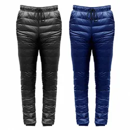 Outdoor Windproof Down Down Pants Down Skiing Zagiętające ciepłe spodnie Kamera Przenośne elementy zewnętrzne I4gu#