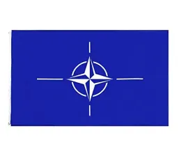 Zubehör Nordatlantikpakt-Organisation NATO-Flagge, doppelt genäht, weißer Kompass, dunkelblaue dekorative Flaggen, Polyester-Messingösen