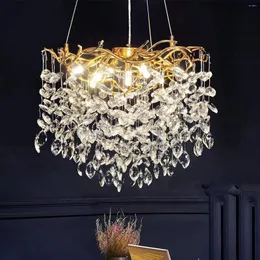 Chandeliers Modern Crystal Round Gold Light Fixture With K9 Crystals Raindrop 7-Light Large Tree Branch Chandelier For Dining