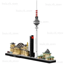 Блоки Берлин Архитектура Сити Строительные Блоки Skyline Set Set Tower Edifice Bricks Town Street View собрать игрушки для детей подарки на день рождения T240325