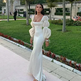 Elegante sirena con scollo a barchetta Sharon Said Abito da sera bianco con maniche a sbuffo Dubai Arabo Abiti da sposa da donna Abiti da festa Sf021 es