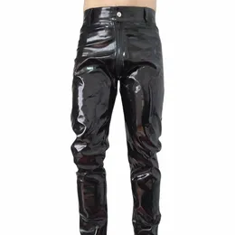 Pantaloni stretti Wetlook in ecopelle da uomo sexy Leggings Clubwear Pantaloni con zip 2021 Autunno New Baggy Fi Pantaloni sportivi oversize q0Bb #