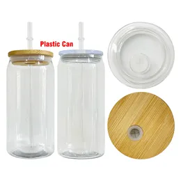 Бесплатная переработка BPA 20oz Платическая акриловая пивная сода банка может дети с пластиковыми крышками и соломенной элегантной в форме очков для ультрафиолетового излучения DTF в складе 50 шт./Корпус 4.23