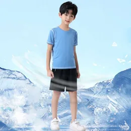 Flash Shipping Boys' Sports Set, Summer Middle High Primary School Students, Short Sleeved Shorts, Quick Drying Casual Ice Silk Fiess and Running Clothes