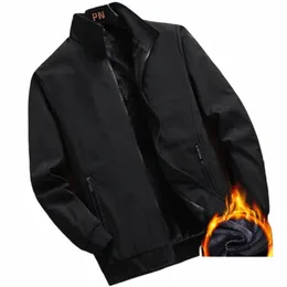 thick Warm Fleece Lining Jacket Men Winter Solid Color Jackets for Men Casual Outerwear Coat Autumn Luxury Busin Jacket Men R43W#