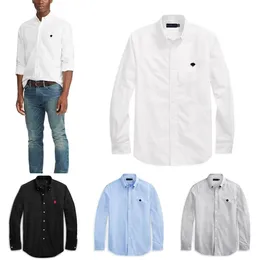 Herrenhemden, Top, Laurens-Bluse mit Stickerei in kleiner Pferdequalität, lange Ärmel, einfarbig, schmale Passform, lässiges Business-Kleidungshemd, normale Größe, mehrere Farben