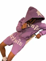 Y2K Star Letter Print Hoodie Men Fi Zip Up LG Sleeve Overdimensionerad jacka Coat Harajuku Gothic Hooded Sweatshirt Teen Clothes J5o6#