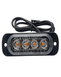 Carstyling Parlak Beyaz Sarı Kırmızı Mavi Amber 4 LED Araba Kamyonu Van Beacon Strobe Uyarı Yanıp Sönen Acil Durum Izgara Light8413532