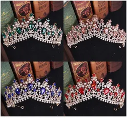 4 colori strass cristallo corona nuziale sposa diademi e corone regina diadema spettacolo corona d'oro gioielli per capelli da sposa Acc jllvxe5189517