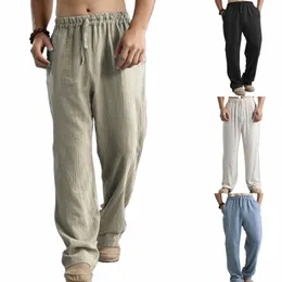 Erkek yaz gündelik pamuklu keten gevşek çizim yoga pantolon pantolon erkekler giyim pantales de hombre erkek pantolon d0v8#