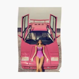 Kaligrafi Riocam Pembe Countach Poster Komik Modern Ev Baskı Dekorasyon Duvar Duvar Oda Sanat Dekor Resim Resim Vintage Çerçeve