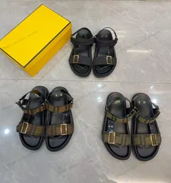 Tasarımcı Terlik Hisset Sandalet Kadın Slaytlar Erkekler Sandal Platform Terlik FF Desen Kumaş Sandal Deri Sandal Toka Kayışı Plaj Flip Flop Slaytlar Boyut 35-42