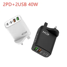 Dual PD / Dual USB-A 40W Fast Wall Charger Power Adapter EU US UK Plug USB Charger For iPhone 15 Pro Max 14 13 Plus Samsung s24 Xiaomi Huawei Universal