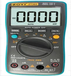 ZT302 MultiMeter الرقمية 9999 درجة حرارة العرض عالية الدقة الحقيقية القياس الفعال القياس NCV متوسطة مقياس MultiMeter8609201