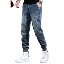2023 Spring and Autumn New Fi Trend Retro Elastic Haren Pants Men's Casual Comfort Large Size Warm High Quality Jeans M-3XL Z4W7#