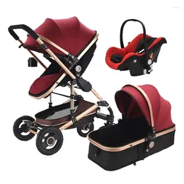 Kudde baby barnvagn 3 i 1 barnvagn med bilstolsresesystem född komfort 0-36 månader