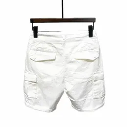 coreano Wed Luxury Men # 039; s Slim Jeans Designer Denim Pantaloni corti per l'estate Boyfriend Stretch dritto bianco Cargo Cott Shorts G67A #
