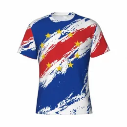 الاسم المخصص Nunber Cape Verde Flag Color Men Tide Sports Thirt Tees Tees لعشاق كرة القدم V9RJ#