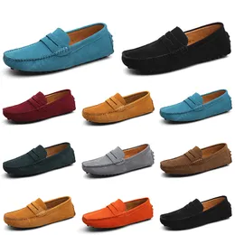 Men Casual Shoes Espadrilles Triple Black White Brown Wine Red Navy Khaki Mens Suede Leather Sneakers Slip On Boat Shoe Outdoor Flat Driving Jogging Walking 38-52 A018