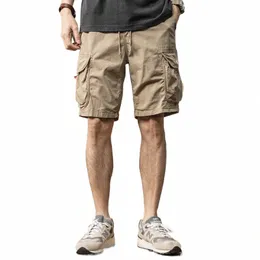 2024 Summer Baggy Multi Pocket Cargo Shorts för män Casual Basketball Tactical Bermudas Y2K Streetwear Gym Drawstring Short Pant A723#