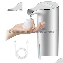 Dispenser di sapone liquido Nuovo Mini Matic Touchless USB ricaricabile elettrico in schiuma regolabile impermeabile 450 ml Q240119 Consegna a goccia Dhddt