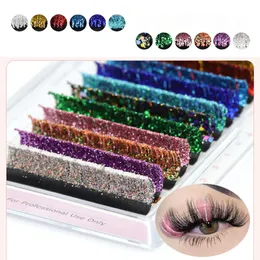 Mix Farben Glitzer Wimpernverlängerung Glänzende Party Bunte Falsche Wimpern Russisches Volumen Faux Individuell für Make-up-Zubehör 240318