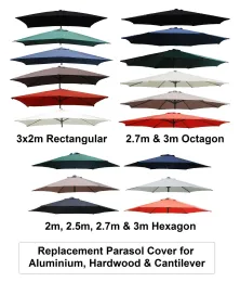 Nets 2M 2,5 m 2,7 m 3M 3x2M Zamienny tkanina ogrodowa Parasol Canopy Cover 6 lub 8 ramion