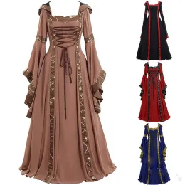 Pads Women Medeival Gothic Cosplay Dresses Victoria Steampunk Hoodies Bandage Halloween Noble Palace Bell Long Carnival Costumes