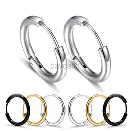 Hoop Huggie WKOUD Succinct Mens e Womens High Polishing Smooth Round Brincos Médicos Anti Alergia Aço Inoxidável Moda Jóias 240326