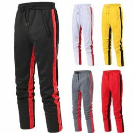 men Jogger Pants Fitn Bodybuilding Gym Lg Pants Spring Autumn Side Stripe Zippered Casual Fi Men Sweatpants Trousers U8Ze#