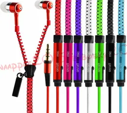 Zipper Earphones Headset 35MM Jack Bass Earbuds InEar Zip Earphone Headphone with MIC for Iphone 5 6 Plus Samsung S6 android pho3415244