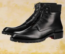 Rote Unterseite Herren-Stiefelette mit Plateausohle und Gummisohle von Trapman, schwarze Outdoor-Schuh-Sneaker zum Schnüren aus Strick und Kalbsleder 38474168239