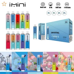 Imini Crystal Pro Max 7000 10000 Puff Disposable E Cigarett 1300mAh Inte laddningsbart batteri 10 smaker 16 ml 0% 2% 3% 5% 7K 8K Puffs vapes pennstartpaket Spanish Packaging