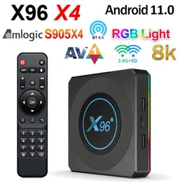 Android 11 TV Box X96 X4 AMLOGIC S905X4 4G 64GB RGB LIGHT TVBOX 지원 AV1 8K 듀얼 WIFI BT41 32GB SET TOPBOX X96X44580815