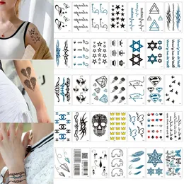 100 Pcs Pequeno À Prova D 'Água Tatuagem Temporária Adesivos Borboleta Rosa Escorpião Lobo Harajuku Estrela Mulheres Pulso Arte Falso Homens Tatoos 240311