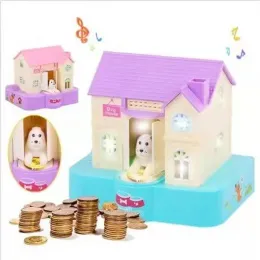 상자 재미있는 운이 좋은 개 Wangcai Piggy Bank 강아지 음악 돼지 뱅크 동전 돼지 은행 훔치기 돈을 훔친 어린이 선물 실용적인 장난감 giftsdesc