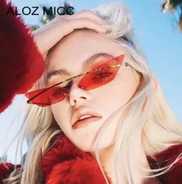 Aloz MICC New Fashion Cat Eye Sunglasses Women Brand Designer Vintage Rimless Sun Glasses Female Ender Retro Eyeglasses UV402824091