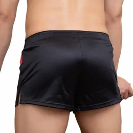 сексуальные мужские атласные боксеры шорты ночное белье пижамы брюки для отдыха пижамы удобное нижнее белье эластичные мужские боксеры C6N2 #