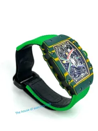 Relógios de pulso masculinos de luxo RM67-02 Extra Flat Skeleton Dial Mens Watch de alta qualidade