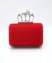 Clássico designertype4 vermelho senhoras crânio embreagem junta anéis quatro dedos bolsa noite saco de casamento 03918b2832577