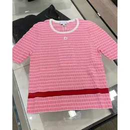 2024 maglioni da donna Nuova striscia primaverile Stripe viola dolce maglione o-scoatrio da donna a maniche corte a manica corta jumper