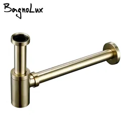 Siphon Basin Bottle Plumbing P-Trap Luxury Borsted Gold High Quality Brass Euro Wash Pipe avfall Bad Sink Trap Modern Style 240311